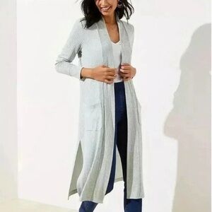 Loft Mint Green Long Duster Cardigan